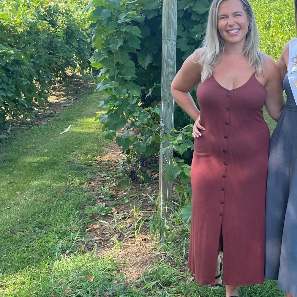 Loft red midi dress